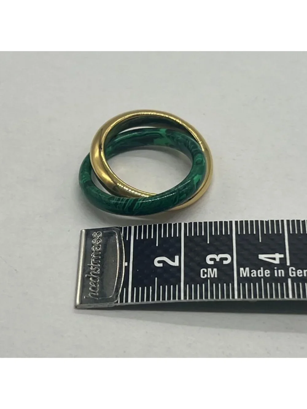 Bottega Veneta Interlocking Double Ring Malachite